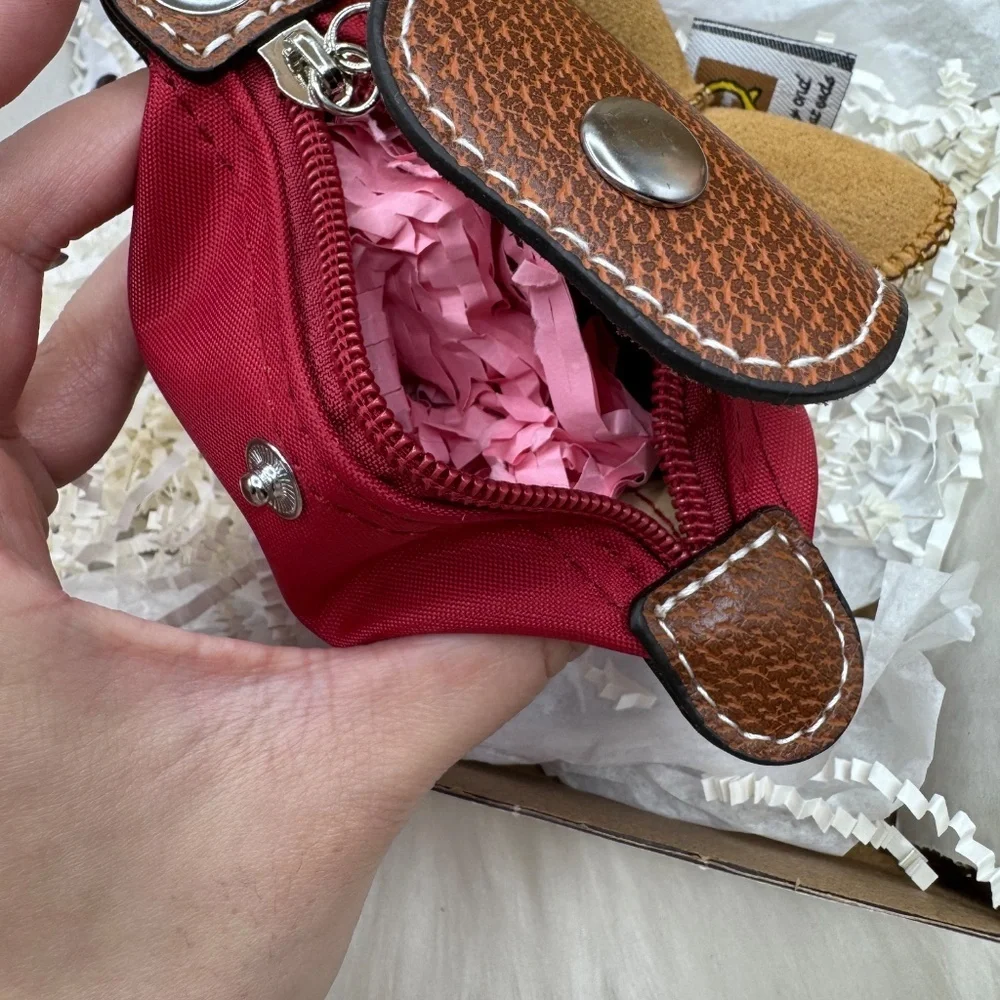 Women's Red Mini Coin Purse wristlet w/ Cute Boot, Star, Heart Charms